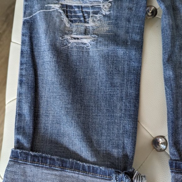 #201 WHBM Jeans Size 4S - Straight Capri Pants - Black & White Stripes Cuff - Picture 9 of 11